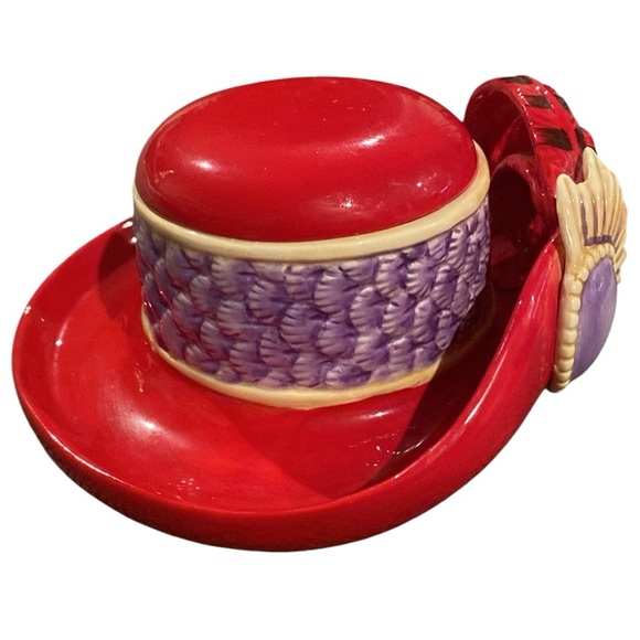 FITZ and Floyd Red Hat Trinket Jewelry Box with Lid - Picture 4 of 8